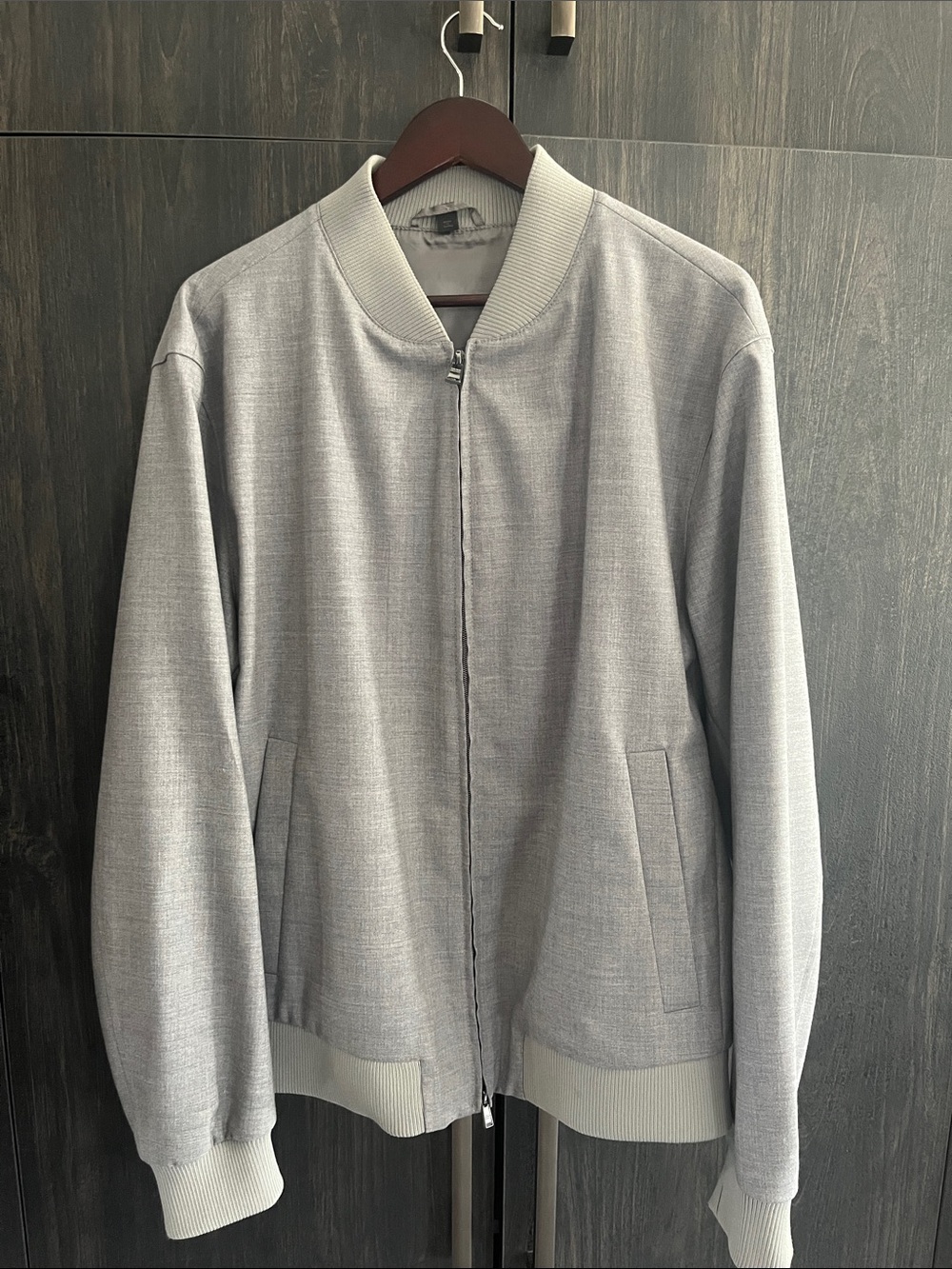 Hugo Boss Light Gray Bomber Jacket Size EUR 54/US 44R